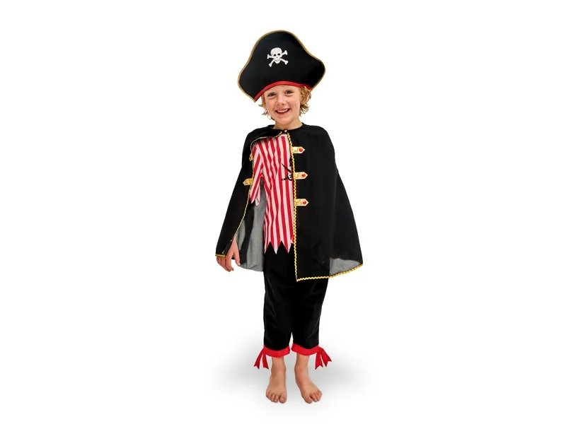 Piratkostyme med kappe – Kostyme – 116-128 cm (5-8 år) – Halloween-kostyme, Halloween