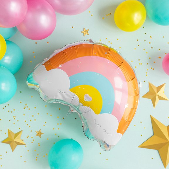Folieballong - Regnbue/Sky - Pastell