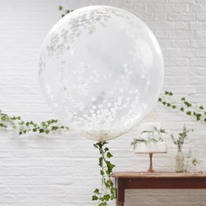 Kjempeballonger - Hvit konfetti - 3-pakning Kjempeballonger - Hvit konfetti - 3-pakning