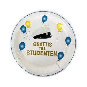 Papirtallerkener - Ballonger - Gratulerer til uteksaminerte - 8-pakning - 18 cm Papirtallerkener - Ballonger - Gratulerer til uteksaminerte - 8-pakning - 18 cm