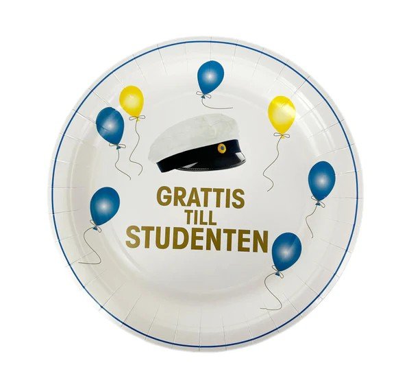 Papirtallerkener - Ballonger - Gratulerer til uteksaminerte - 8-pakning - 23 cm - Borddekking og buffet, Student