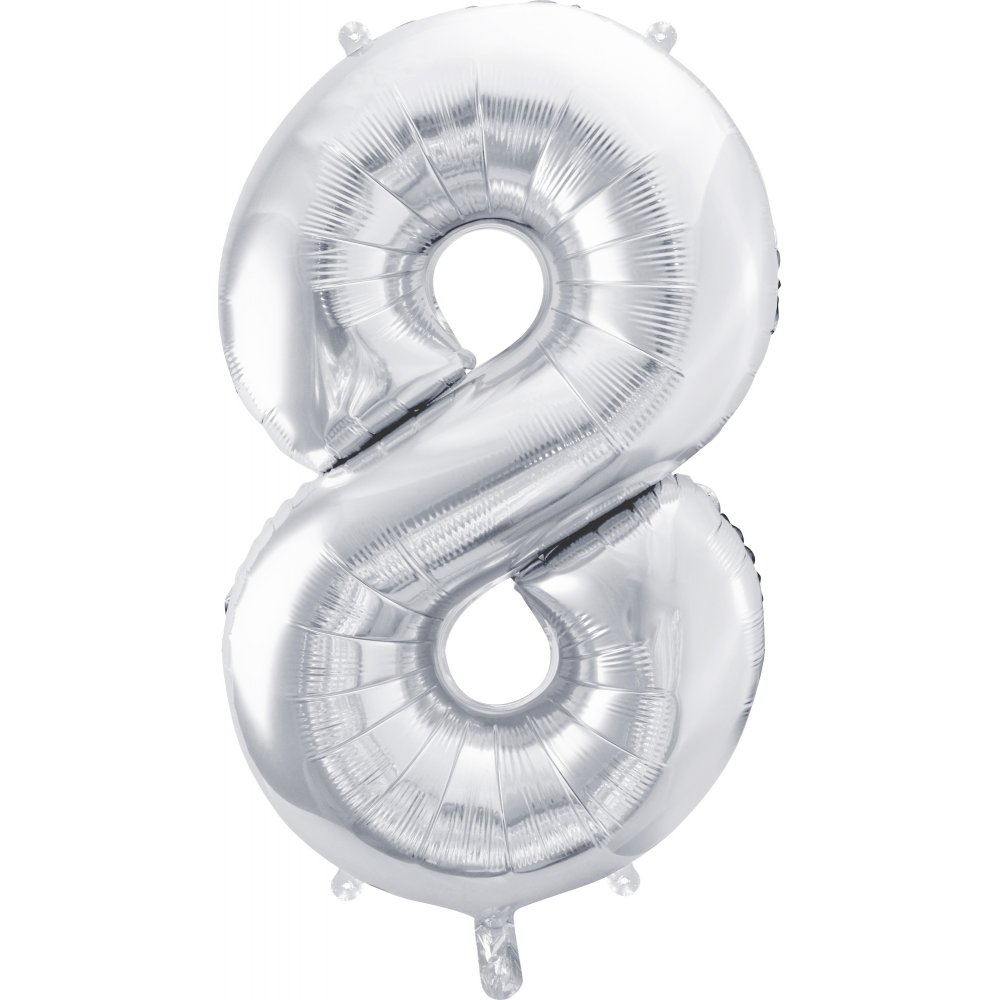 Tallballong – Sølv – 86 cm – Tall: 8 – Tallballonger, Ballonger