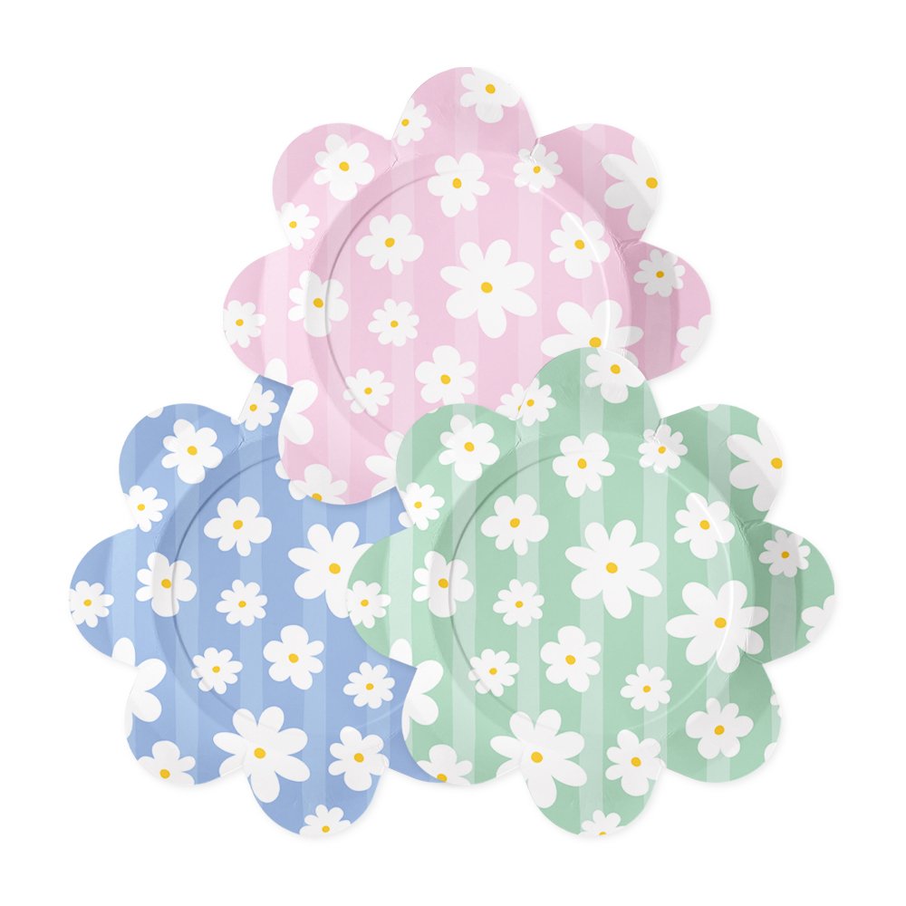 Papirtallerkener - Sommerblomster - 23 cm - 8-pakning