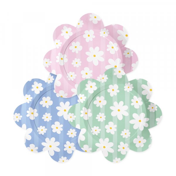 Papirtallerkener - Sommerblomster - 23 cm - 8-pakning
