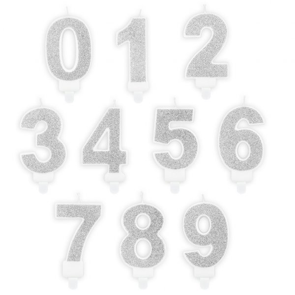 Talllys - Glitter - Sølv Talllys - Glitter - Sølv