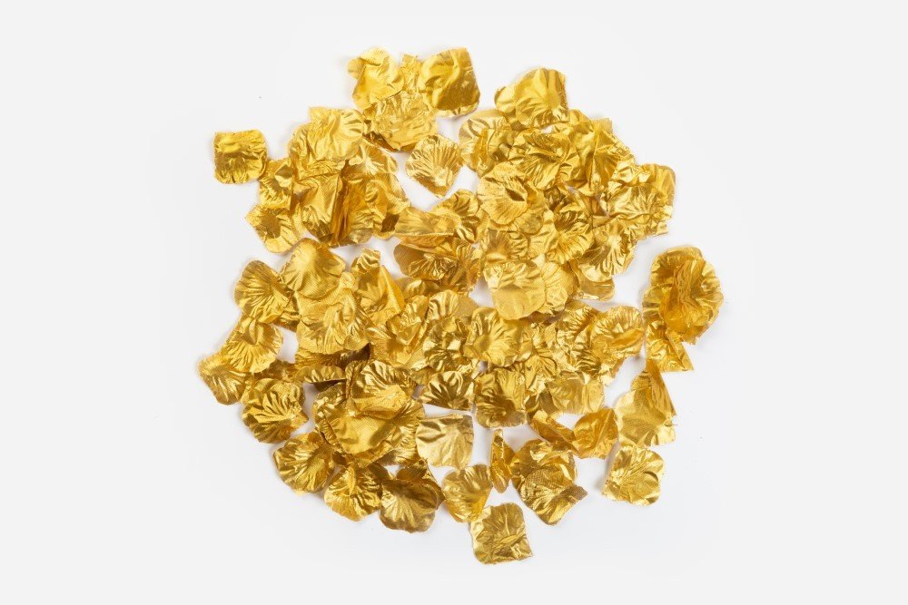Roseblader – Gullmetallisk – 144 stk – Konfetti, Små dekorasjoner