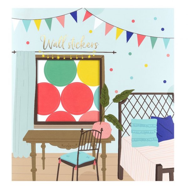 Veggklistremerker - Prikker - Blå/Gul/Rosa Veggklistremerker - Prikker - Blå/Gul/Rosa