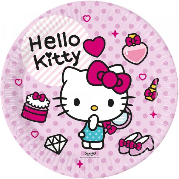 Papptallerkener Hello Kitty - 23 cm - 8-pakning Papptallerkener Hello Kitty - 23 cm - 8-pakning