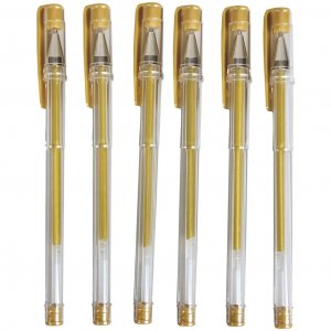Gelkulepenner - 6-pakning - Gull