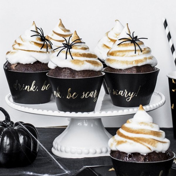 Cupcake Wrappers - Trick or Treat Gold