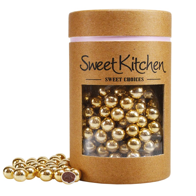Sjokoladekuler – Gull – Diameter ca. 0,8 cm – SweetKitchen – 70 g – Sjokoladeperler, Sprinkles