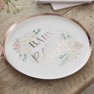 Papptallerkener - Baby in Bloom - 8-pakning
