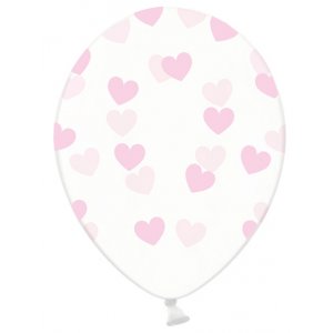 Ballonger - Gjennomsiktige - Rosa Hjerter - 6-pakning