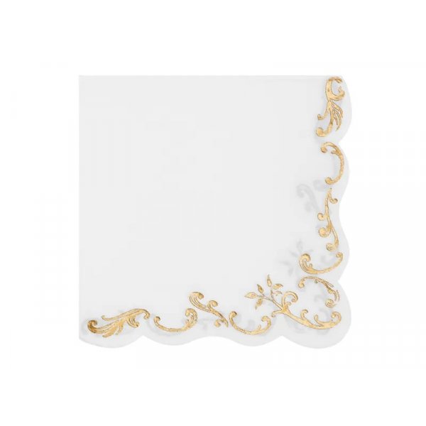 Servietter - Hvit/Gull - 12-pakning