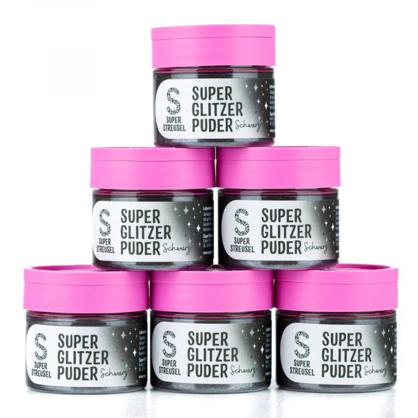 Spiselig glitter - Super Streusel - SuperLustreDust - Svart - 10 g