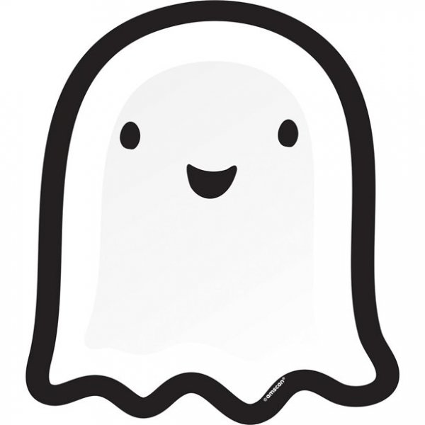 Papptallrikar - Cute Ghost - Svart/Vit
