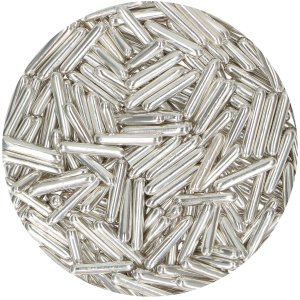 Strøsselpinner XL Metallisk sølv 70 g - FunCakes Strøsselpinner XL Metallisk sølv 70 g - FunCakes