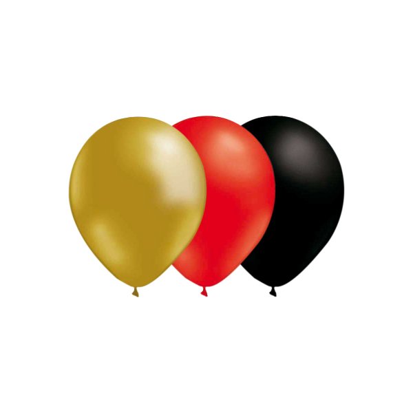 Ballonger - Mix - Gull/R�d/Svart - 15-pakning