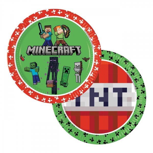 Papptallerkener Minecraft 23 cm - 8-pakning Papptallerkener Minecraft 23 cm - 8-pakning