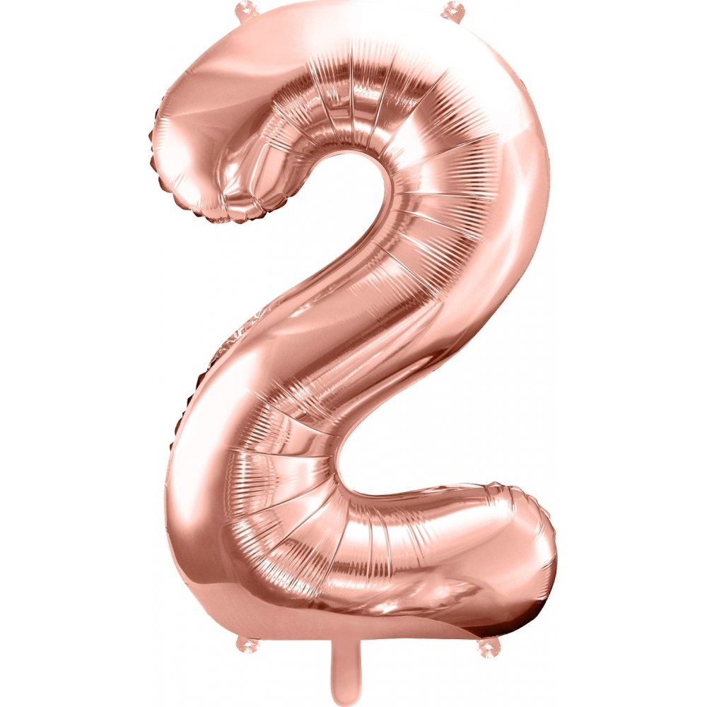 Nummerballong – Roségull – 86 cm – Nummer: 2 – Tallballonger, Ballonger
