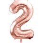 Nummerballong - Roségull - 86 cm - Nummer: 2