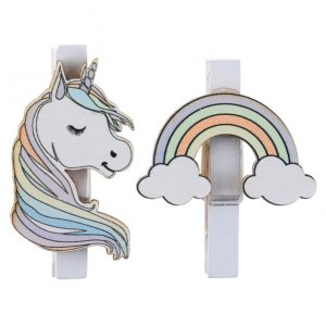Sm klesklyper - Enhjrning og regnbue - 6-pakning