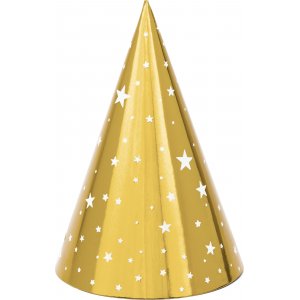 Festhatter - Gull/Stjerner - 6-pakning