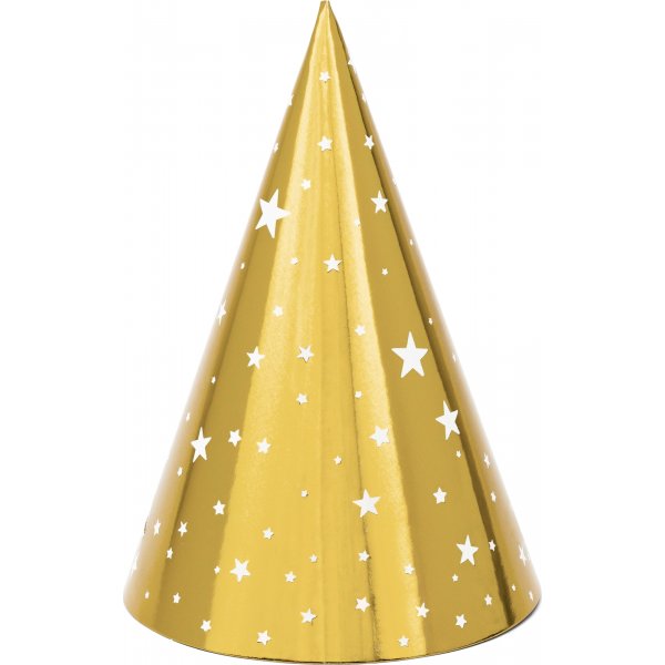 Festhatter - Gull/Stjerner - 6-pakning