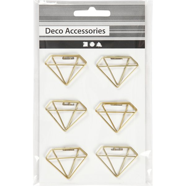 Binders - gull - diamant - H: 25 mm - B: 35 mm - 6 stk.
