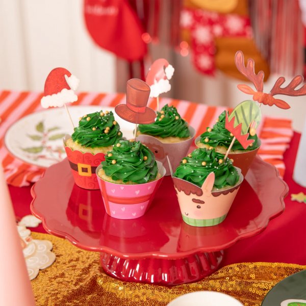 Cupcake-papir og kakestifter - Julemotiv - 12-pakning Cupcake-papir og kakestifter - Julemotiv - 12-pakning