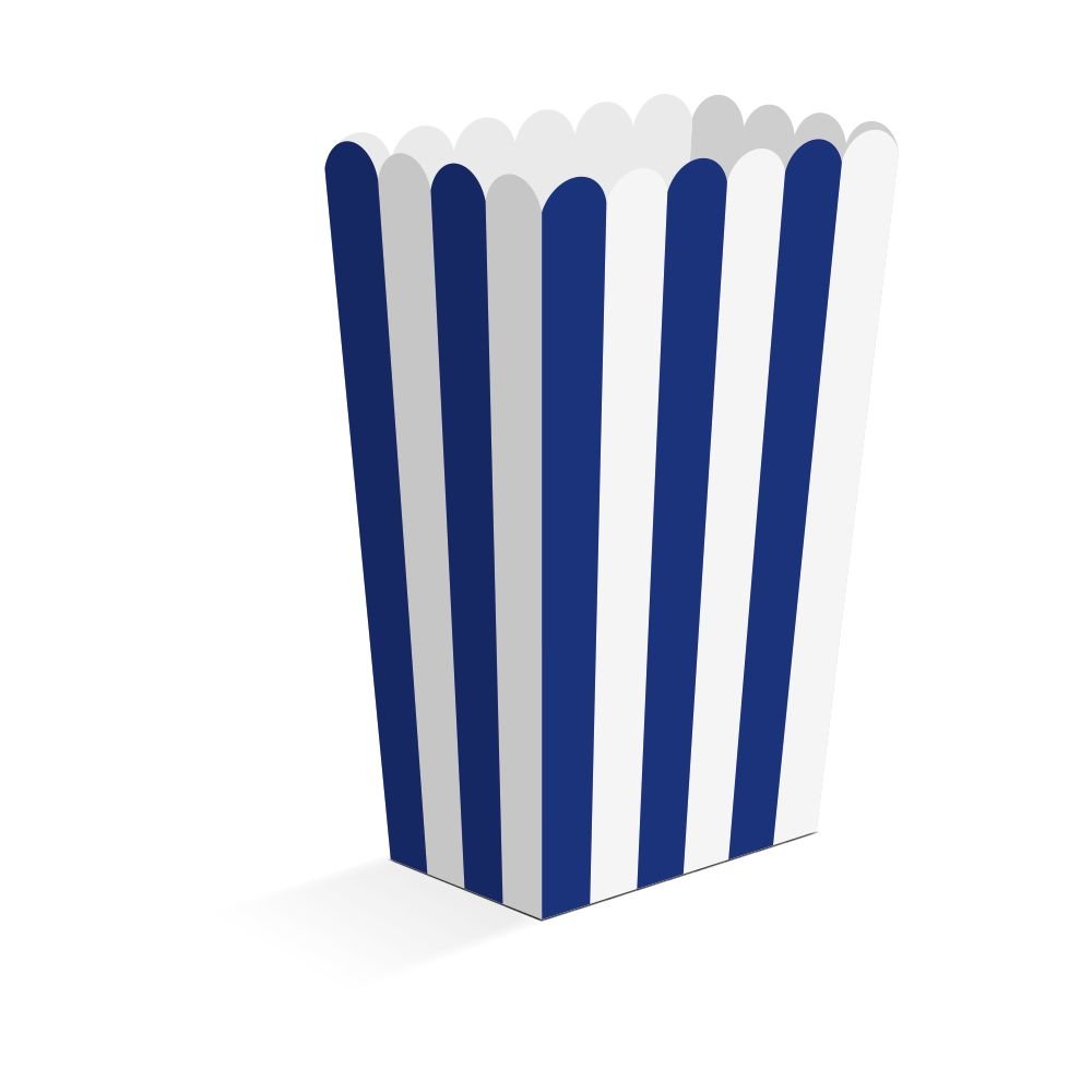 Snackbokser – Marineblå – 6,3 × 4,4 × 13,5 cm – 8-pakning – Popcornbokser, Godteriposer og snackbokser