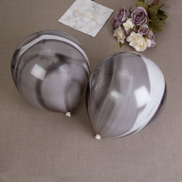 Ballonger - Marmor - Svart/Hvit - 8-pakning