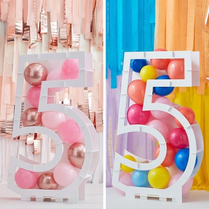 Ballongdekorasjon - Nummerstativ - Nummer: 5 - Ballonger