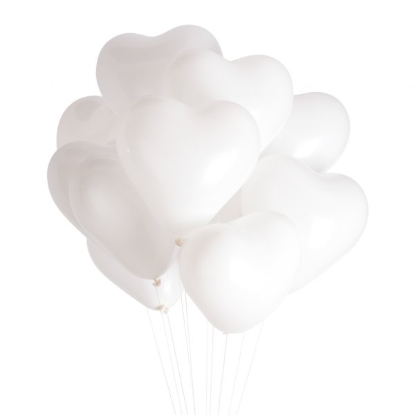 Hjerteballonger - Hvite - 6 stk Hjerteballonger - Hvite - 6 stk