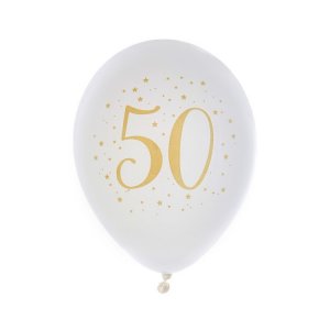 Ballonger - Hvite 50 år - 23 cm - 8 stk Ballonger - Hvite 50 år - 23 cm - 8 stk