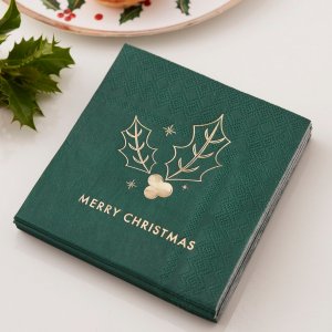 Små servietter - God Jul - Grønn/Gull - 16-pakning Små servietter - God Jul - Grønn/Gull - 16-pakning