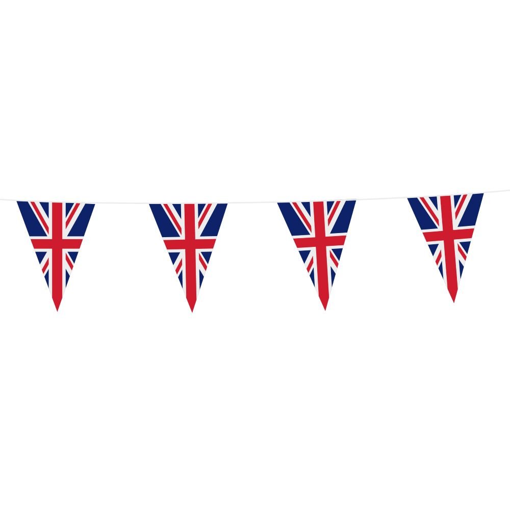 Flagggirlander - Union Jack - 20x30 cm flagg - 10 m - Vimpler, Hengende dekorasjoner
