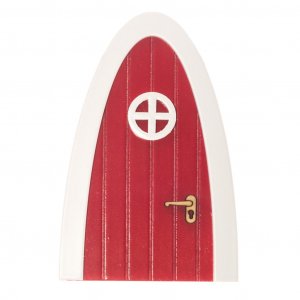 Julenissens dør - Buet med vindu - Rød Julenissens dør - Buet med vindu - Rød