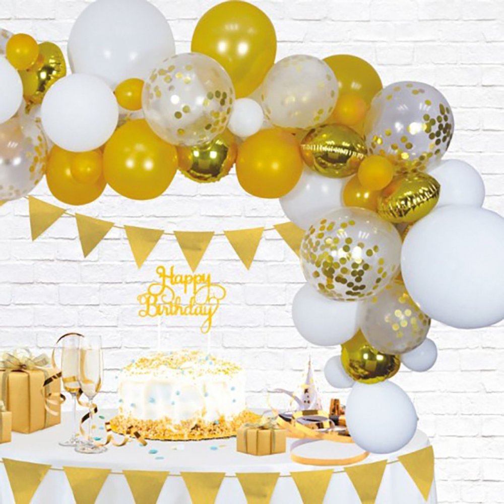 Ballongbue – Golden Party – Gull/Hvit – 70-pakning – Ballongbuer, Ballonger