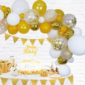 Ballongbue - Golden Party - Gull/Hvit - 70-pakning Ballongbue - Golden Party - Gull/Hvit - 70-pakning