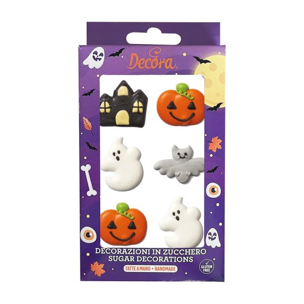 Sukkerdekorasjoner - Spøkelser, gresskar, flaggermus, hjemsøkte hus - Halloween - 6 stk Sukkerdekorasjoner - Spøkelser, gresskar, flaggermus, hjemsøkte hus - Halloween - 6 stk