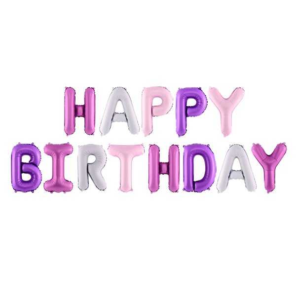 Bokstavballonger - Gratulerer med dagen - Rosa/Lilla/Hvit Bokstavballonger - Gratulerer med dagen - Rosa/Lilla/Hvit