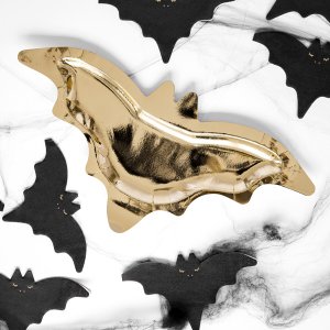 Papirtallerkener - Flaggermus - Gull metallic - 6-pakning