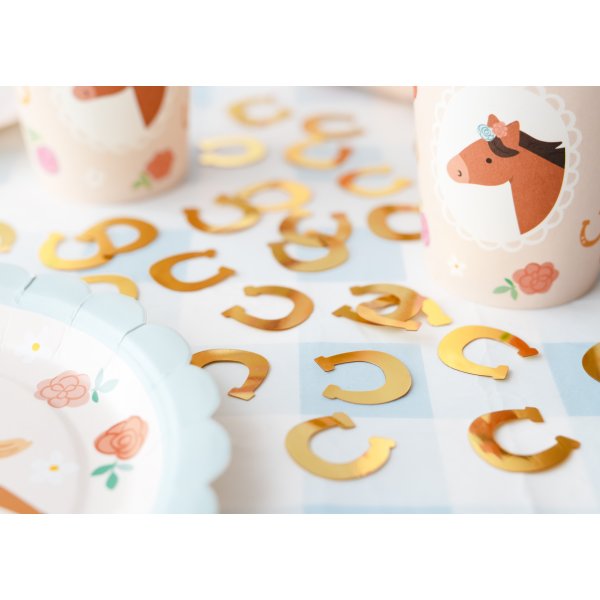 Konfetti hestesko - Gullfarget - ca. 15 g Konfetti hestesko - Gullfarget - ca. 15 g