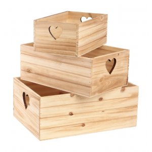 Oppbevaringsbokser - 3-pakning - Tre