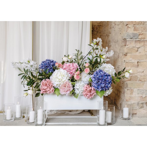 Kunstig blomsterrose - Lys rosa puddertone Kunstig blomsterrose - Lys rosa puddertone