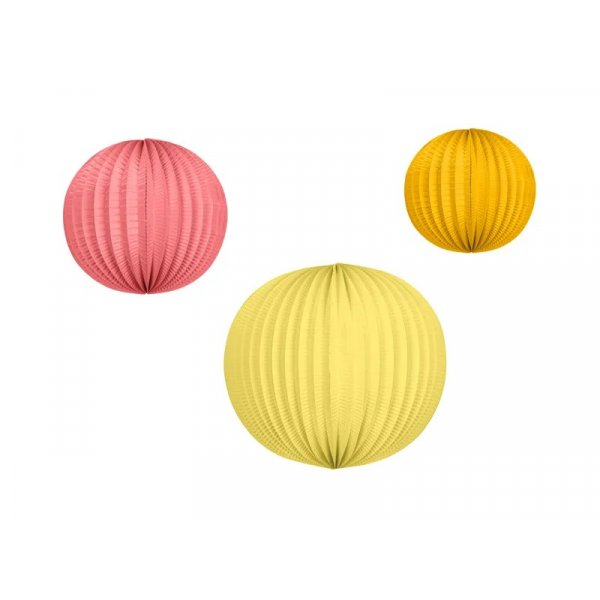 Papirlykter - 3 stk - Oransje, rosa og gul Papirlykter - 3 stk - Oransje, rosa og gul