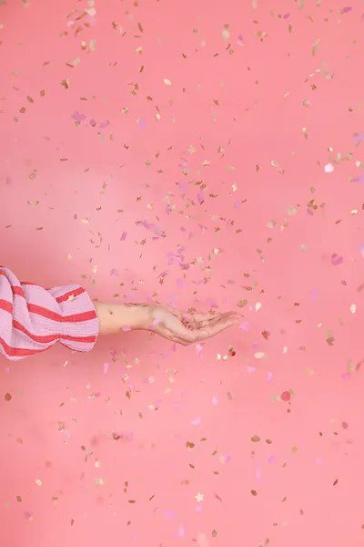 Konfettikanon - 20 cm - Katter - Gull/Rosa