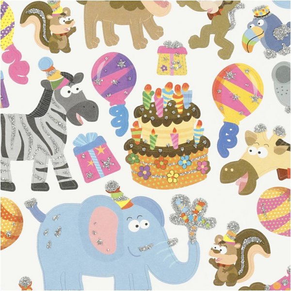 Klistremerker - dyrebursdag - 15x16,5 cm