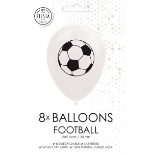 Ballonger - Fotball - Hvit - 30 cm - 8 stk Ballonger - Fotball - Hvit - 30 cm - 8 stk